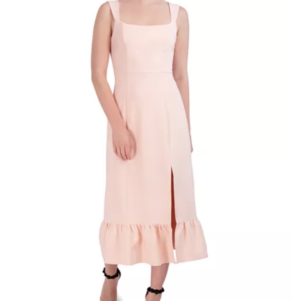 Laundry Ruffled Hem Sleeveless Square Neck Midi Dress